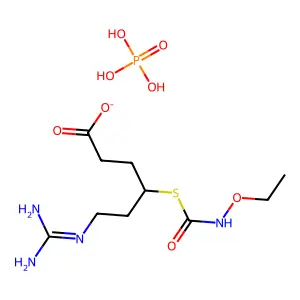 4-Ethoxycarbamoylthio-6-guanidinocaproate phosphate structure