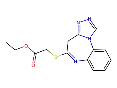 Acetic acid, (4H-(1,2,4)triazolo(4,3-a)(1,5)benzodiazepin-5-ylthio)-, ethyl ester structure