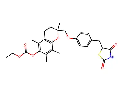 5-(4-(6-Ethoxycarbonyloxy-2,5,7,8-tetramethylchroman-2-ylmethoxy)benzyl)thiazolidine-2,4-dione structure