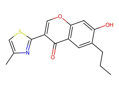 7-hydroxy-3-(4-methyl-1,3-thiazol-2-yl)-6-propyl-4H-chromen-4-one structure
