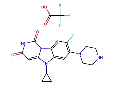 5-Cyclopropyl-8-fluoro-7-piperazinopyrimido(1,6-a)benzimidazole-1,3-dione trifluoroacetate structure
