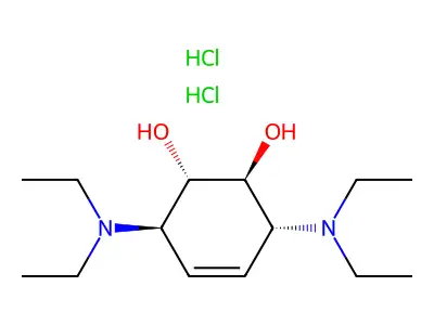 4-Cyclohexene-1,2-diol, 3,6-bis(diethylamino)-, dihydrochloride, (1-alpha,2-beta,3-alpha,6-beta)- structure