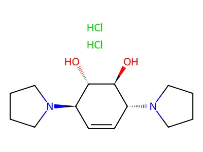 4-Cyclohexene-1,2-diol, 3,6-di-1-pyrrolidinyl-, dihydrochloride, (1-alpha,2-beta,3-alpha,6-beta)- structure