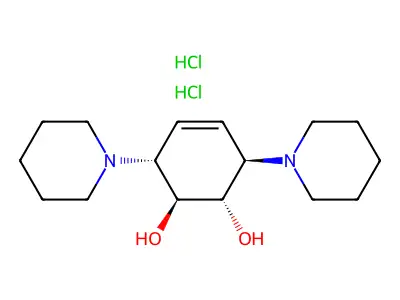 4-Cyclohexene-1,2-diol, 3,6-di-1-piperidinyl-, dihydrochloride, (1-alpha,2-beta,3-alpha,6-beta)- structure