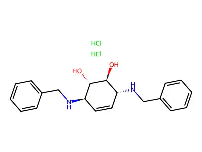4-Cyclohexene-1,2-diol, 3,6-bis((phenylmethyl)amino)-, dihydrochloride, (1-alpha,2-beta,3-alpha,6-beta)- structure