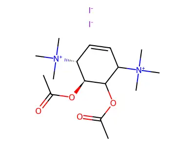 2-Cyclohexene-1,4-diaminium, 5,6-bis(acetyloxy)-N,N,N,N',N',N'-hexamethyl-, diiodide, (1-alpha,2-beta,3-alpha,6-beta)- structure