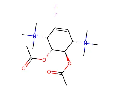 trans-2,3-Diacetoxy-1,4-cyclohexylenebis(trimethylammonium iodide) structure