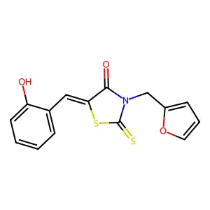 3-(2-furylmethyl)-5-(2-hydroxybenzylidene)-2-thioxo-1,3-thiazolidin-4-one structure