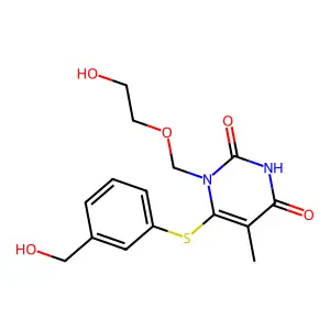 1-((2-Hydroxyethoxy)methyl)-6-((3-(hydroxymethyl)phenyl)thio)thymine structure
