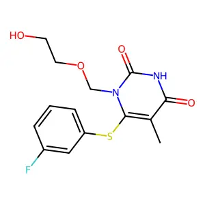 6-((3-Fluorophenyl)thio)-1-((2-hydroxyethoxy)methyl)thymine structure