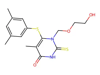 6-((3,5-Dimethylphenyl)thio)-1-((2-hydroxyethoxy)methyl)-2-thiothymine structure
