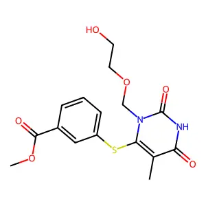 1-((2-Hydroxyethoxy)methyl)-6-((3-(methoxycarbonyl)phenyl)thio)thymine structure