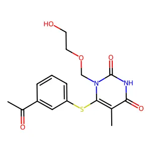 1-((2-Hydroxyethoxy)methyl)-6-((3-(methylcarbonyl)phenyl)thio)thymine structure