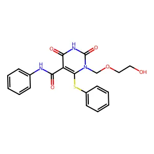 1-((2-Hydroxyethoxy)methyl)-5-(phenylcarbamoyl)-6-(phenylthio)uracil structure