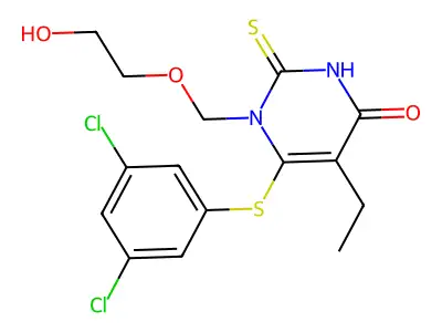 6-((3,5-Dichlorophenyl)thio)-5-ethyl-1-((2-hydroxyethoxy)methyl)-2-thiouracil structure