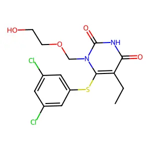 6-(3,5-Dichlorophenyl)thio)-5-ethyl-1-((2-hydroxyethoxy)methyl)uracil structure