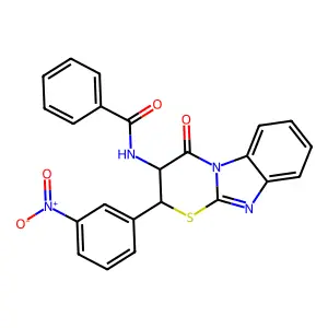 N-(2-(3-Nitrophenyl)-4-oxo-2,3-dihydro-(1,3)thiazino(3,2-a)benzimidazol-3-yl)benzamide structure