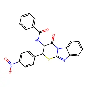 N-(2-(4-Nitrophenyl)-4-oxo-2,3-dihydro-(1,3)thiazino(3,2-a)benzimidazol-3-yl)benzamide structure