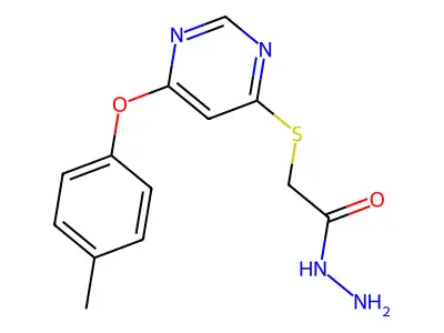 Acetic acid, ((6-(4-methylphenoxy)-4-pyrimidinyl)thio)-, hydrazide structure