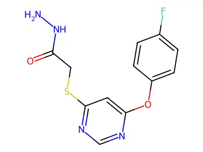 Acetic acid, ((6-(4-fluorophenoxy)-4-pyrimidinyl)thio)-, hydrazide structure