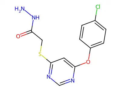 Acetic acid, ((6-(4-chlorophenoxy)-4-pyrimidinyl)thio)-, hydrazide structure