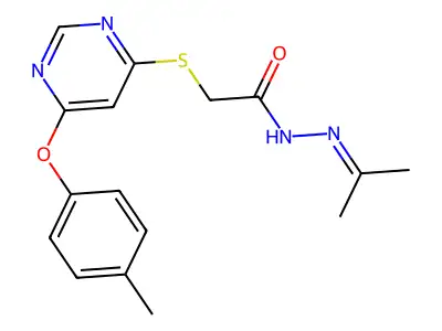 (6-p-Tolyloxy-4-pyrimidinyl)thioacetic acid isopropylidenehydrazide structure