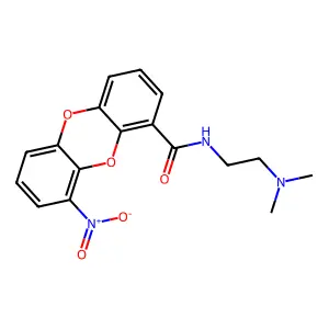 N-(2-dimethylaminoethyl)-9-nitro-dibenzo-p-dioxin-1-carboxamide structure