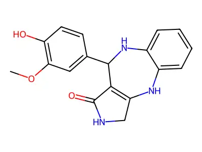 Pyrrolo(3,4-b)(1,5)benzodiazepin-1(2H)-one, 3,4,9,10-tetrahydro-10-(4-hydroxy-3-methoxyphenyl)- structure