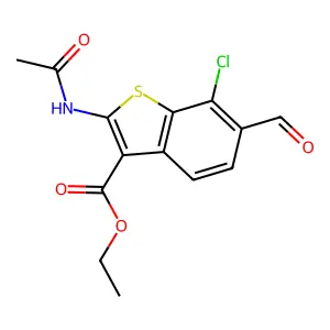 Ethyl 2-(acetylamino)-7-chloro-6-formyl-1-benzothiophene-3-carboxylate structure
