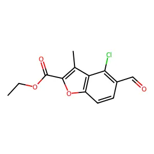 Ethyl 4-chloro-5-formyl-3-methyl-2-benzofurancarboxylate structure