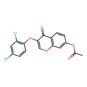 4H-1-Benzopyran-4-one, 7-(acetyloxy)-3-(2,4-dichlorophenoxy)- structure