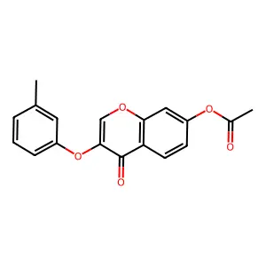 4H-1-Benzopyran-4-one, 7-(acetyloxy)-3-(3-methylphenoxy)- structure
