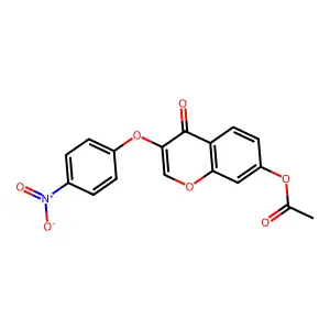 4H-1-Benzopyran-4-one, 7-(acetyloxy)-3-(4-nitrophenoxy)- structure