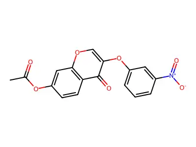 4H-1-Benzopyran-4-one, 7-(acetyloxy)-3-(3-nitrophenoxy)- structure