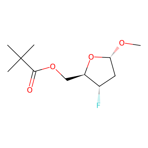 [(2R,3S,5S)-3-fluoro-5-methoxyoxolan-2-yl]methyl 2,2-dimethylpropanoate structure