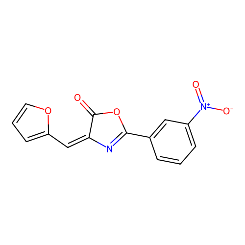 4-(Furan-2-ylmethylidene)-2-(3-nitrophenyl)-1,3-oxazol-5-one structure