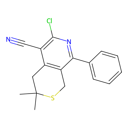 6-Chloro-3,3-dimethyl-8-phenyl-3,4-dihydro-1H-thiopyrano[3,4-c]pyridine-5-carbonitrile structure