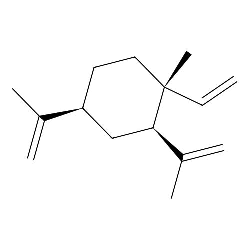 Cyclohexane, 1-ethenyl-1-methyl-2,4-bis(1-methylethenyl)-, (1R,2R,4S)- structure