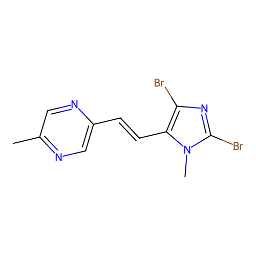 Pyrazine, 2-(2-(2,4-dibromo-1-methyl-1H-imidazol-5-yl)ethenyl)-5-methyl-, (E)- structure