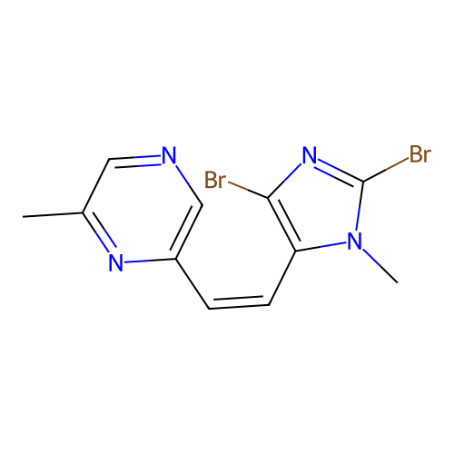 Pyrazine, 2-((Z)-2-(2,5-dibromo-3-methyl-imidazol-4-yl)ethenyl)-6-methyl- structure