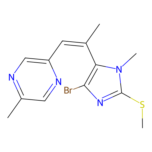 Pyrazine, 2-(2-(4-bromo-1-methyl-2-(methylthio)-1H-imidazol-5-yl)-1-propenyl)-5-methyl-, (Z)- structure