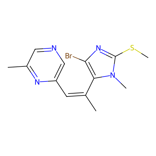 Pyrazine, 2-(2-(4-bromo-1-methyl-2-(methylthio)-1H-imidazol-5-yl)-1-propenyl)-6-methyl-, (Z)- structure