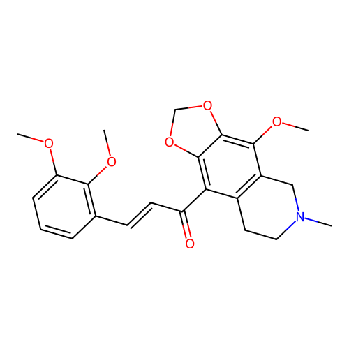 (2E)-3-(2,3-dimethoxyphenyl)-1-(4-methoxy-6-methyl-5,6,7,8-tetrahydro[1,3]dioxolo[4,5-g]isoquinolin-9-yl)prop-2-en-1-one structure