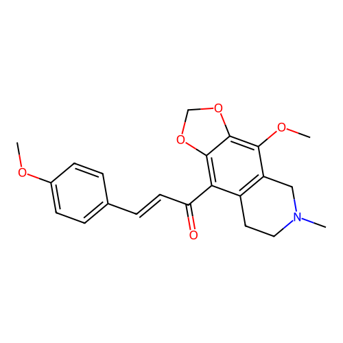 (2E)-1-(4-methoxy-6-methyl-5,6,7,8-tetrahydro[1,3]dioxolo[4,5-g]isoquinolin-9-yl)-3-(4-methoxyphenyl)prop-2-en-1-one structure