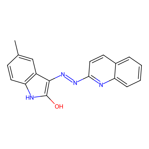 (3Z)-5-methyl-3-[2-(quinolin-2-yl)hydrazinylidene]-1,3-dihydro-2H-indol-2-one structure