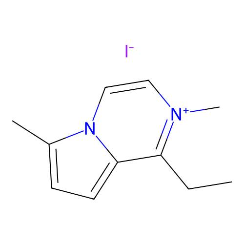 1-Ethyl-2,6-dimethylpyrrolo[1,2-a]pyrazin-2-ium iodide structure