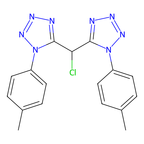 5-[Chloro-[1-(4-methylphenyl)tetrazol-5-yl]methyl]-1-(4-methylphenyl)tetrazole structure