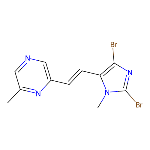 2-((E)-2-(2,5-Dibromo-3-methylimidazol-4-yl)ethenyl)-6-methylpyrazine structure
