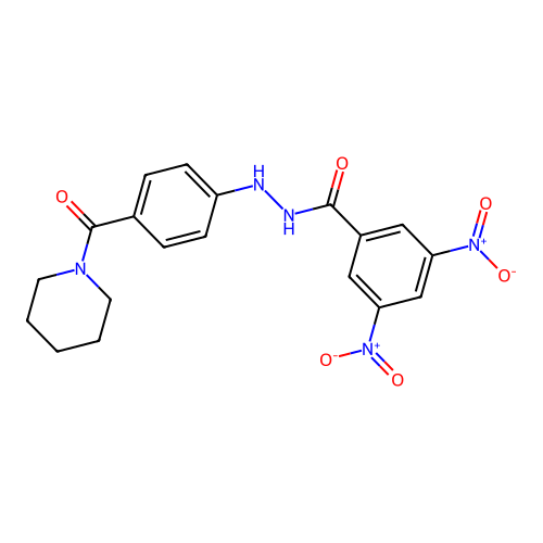 Benzoic acid, 3,5-dinitro-, 2-(4-(1-piperidinylcarbonyl)phenyl)hydrazide structure