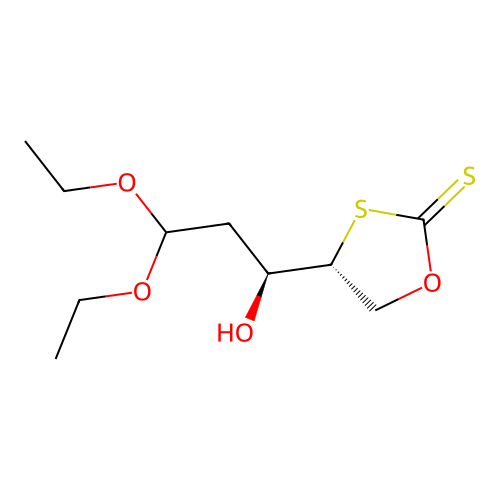 (4R)-4-[(1S)-3,3-diethoxy-1-hydroxypropyl]-1,3-oxathiolane-2-thione structure